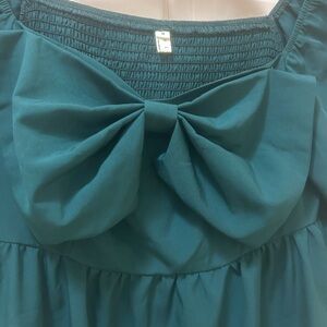 Evergreen Babydoll Bow Dress
